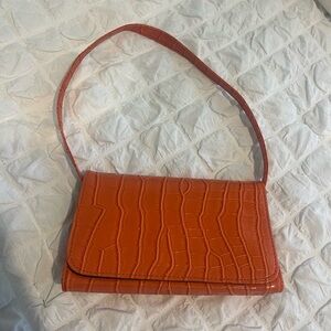 Princess Polly Orange Croc-Embossed Shoulder Bag